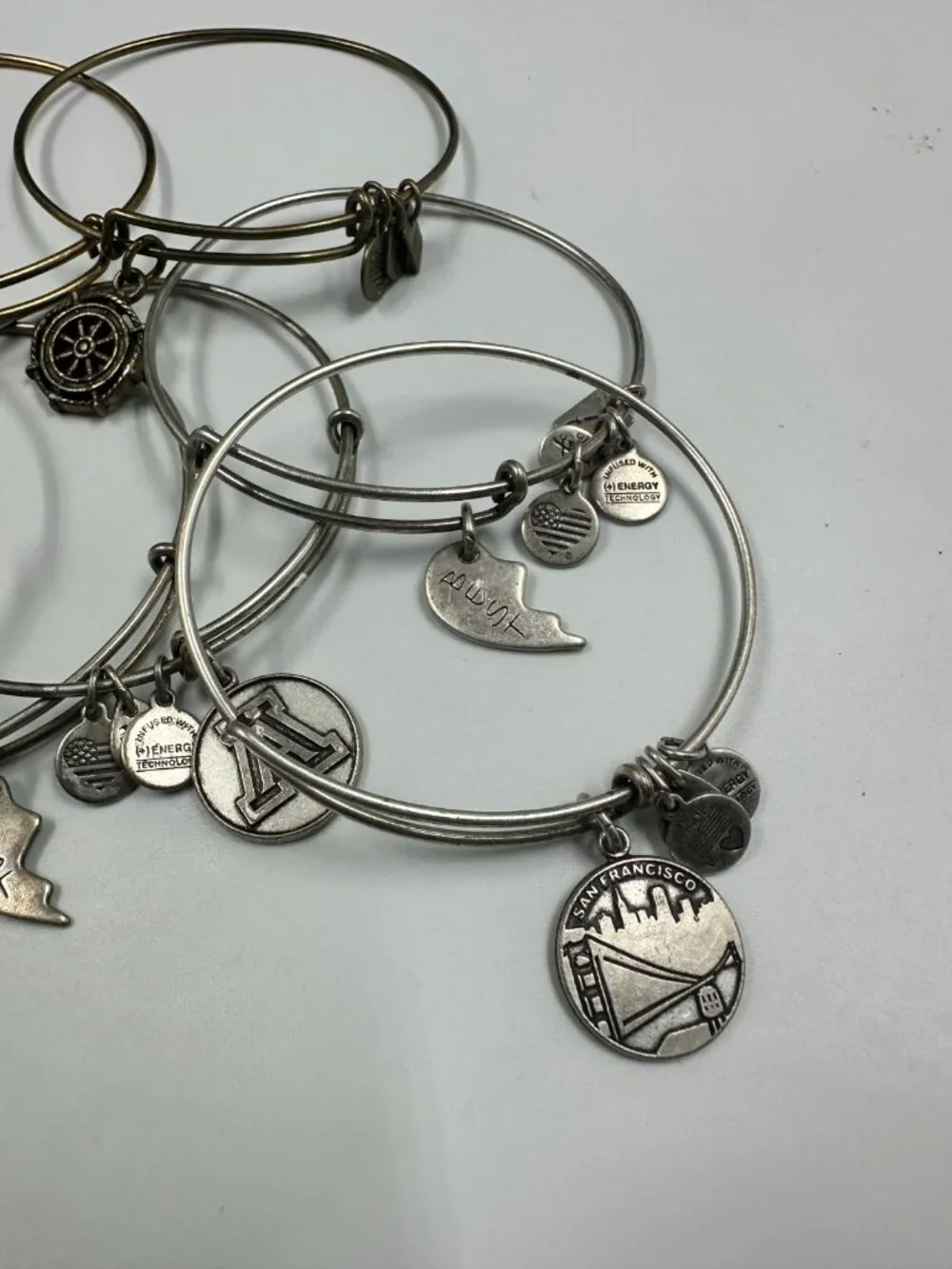 Alex and Ani Bracelet Lot Mixed Styles Expandable Charm Bangles Silver Tone